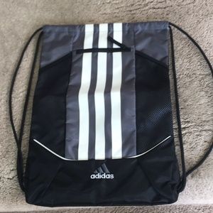 Adidas Athletic Drawstring Bag Black Gray White
